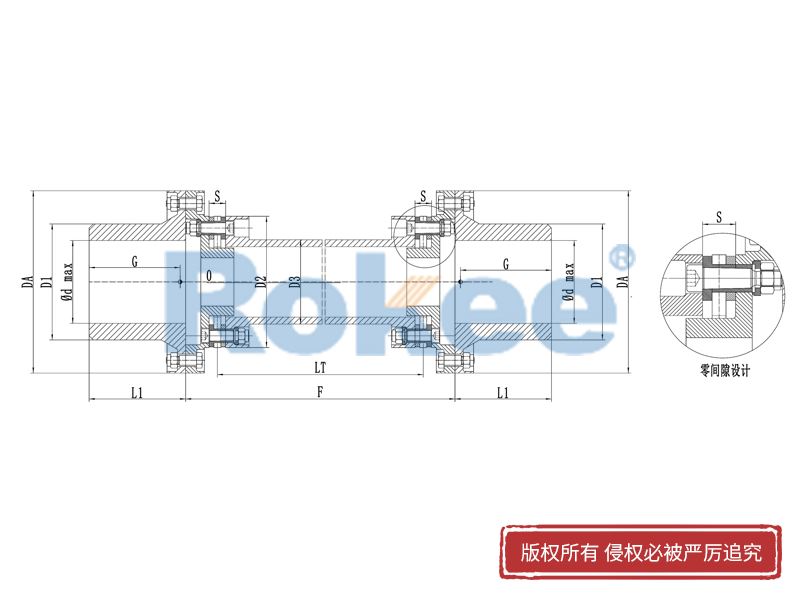 回轉窯膜片聯軸器,RLAT超長軸距金屬膜片聯軸器