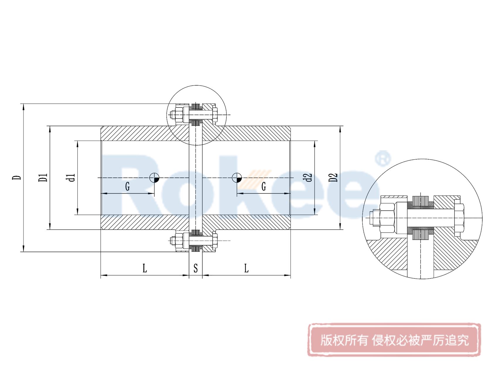 RLM標準單節小型金屬膜片聯軸器