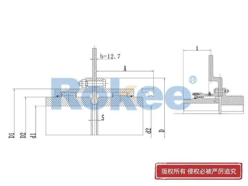 RODP離心壓縮機聯軸器,RODP制動盤型鼓形齒式聯軸器