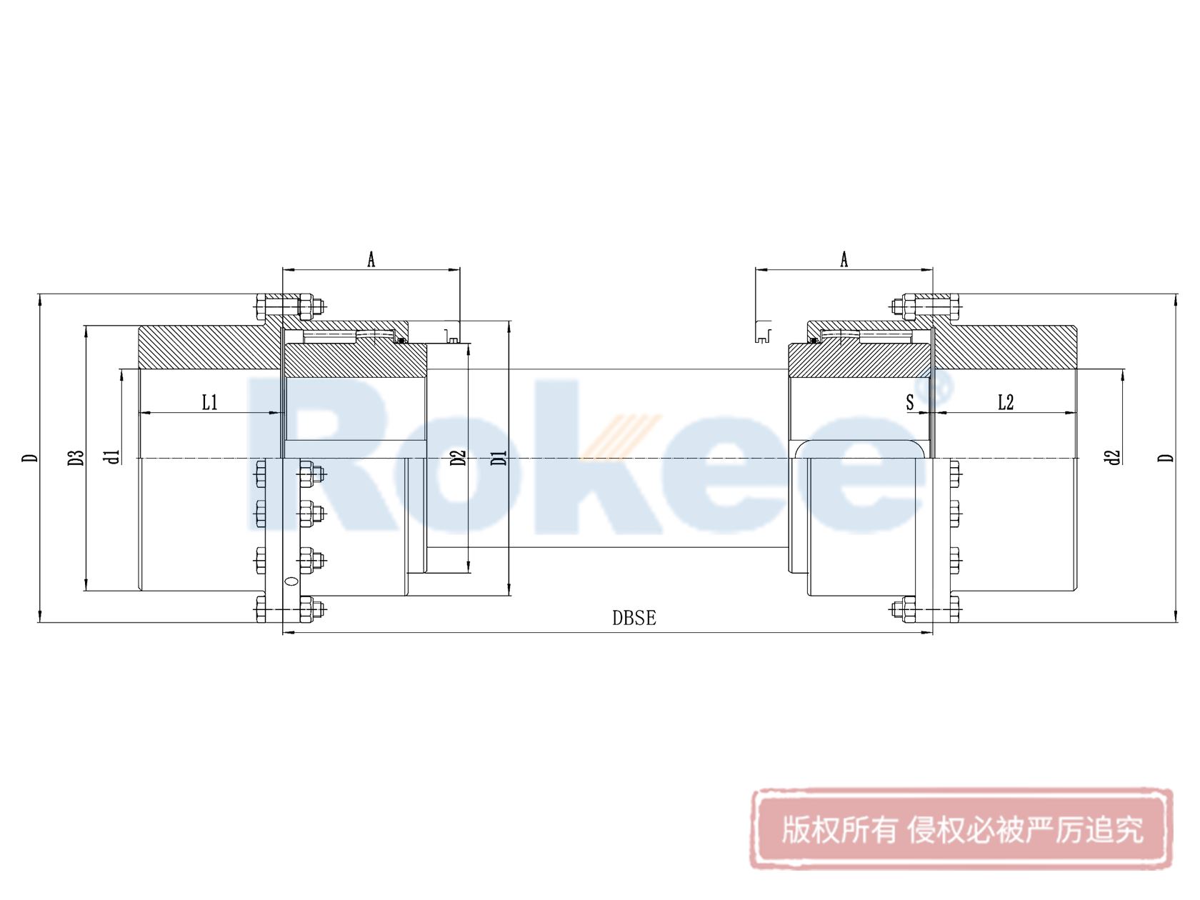 RODX中間接軸型鼓形齒式聯軸器