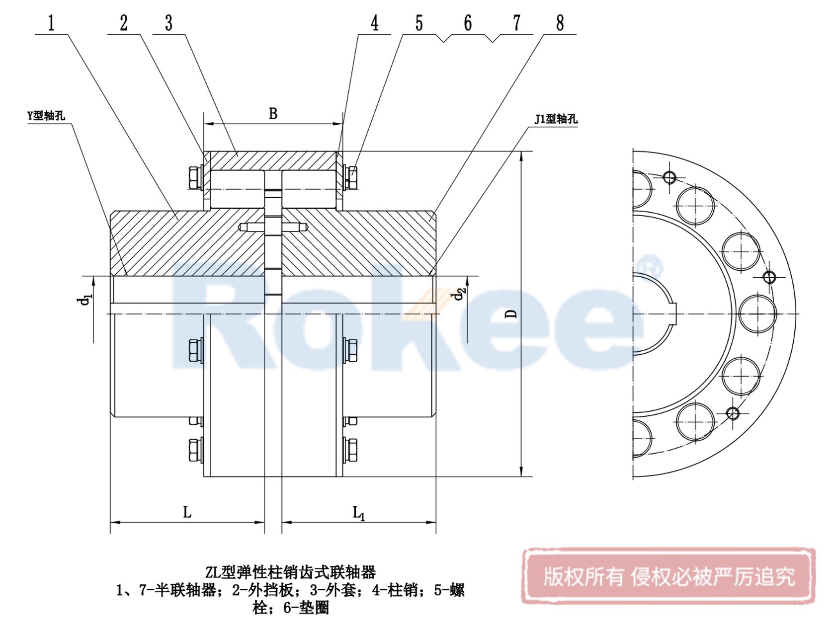 LZ聯軸器-ZL聯軸器-彈性柱銷齒式聯軸器